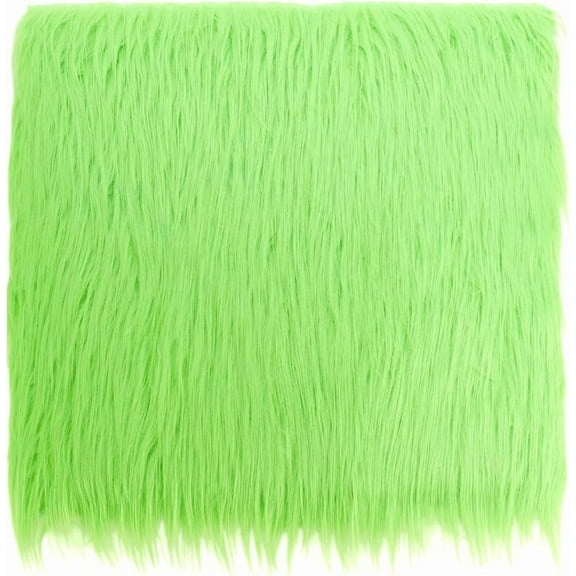 Green Fur Fabric 20x20 Inches Fluffy Fuzzy Fur Cuts Shaggy Fur Square Patches Plush Squares