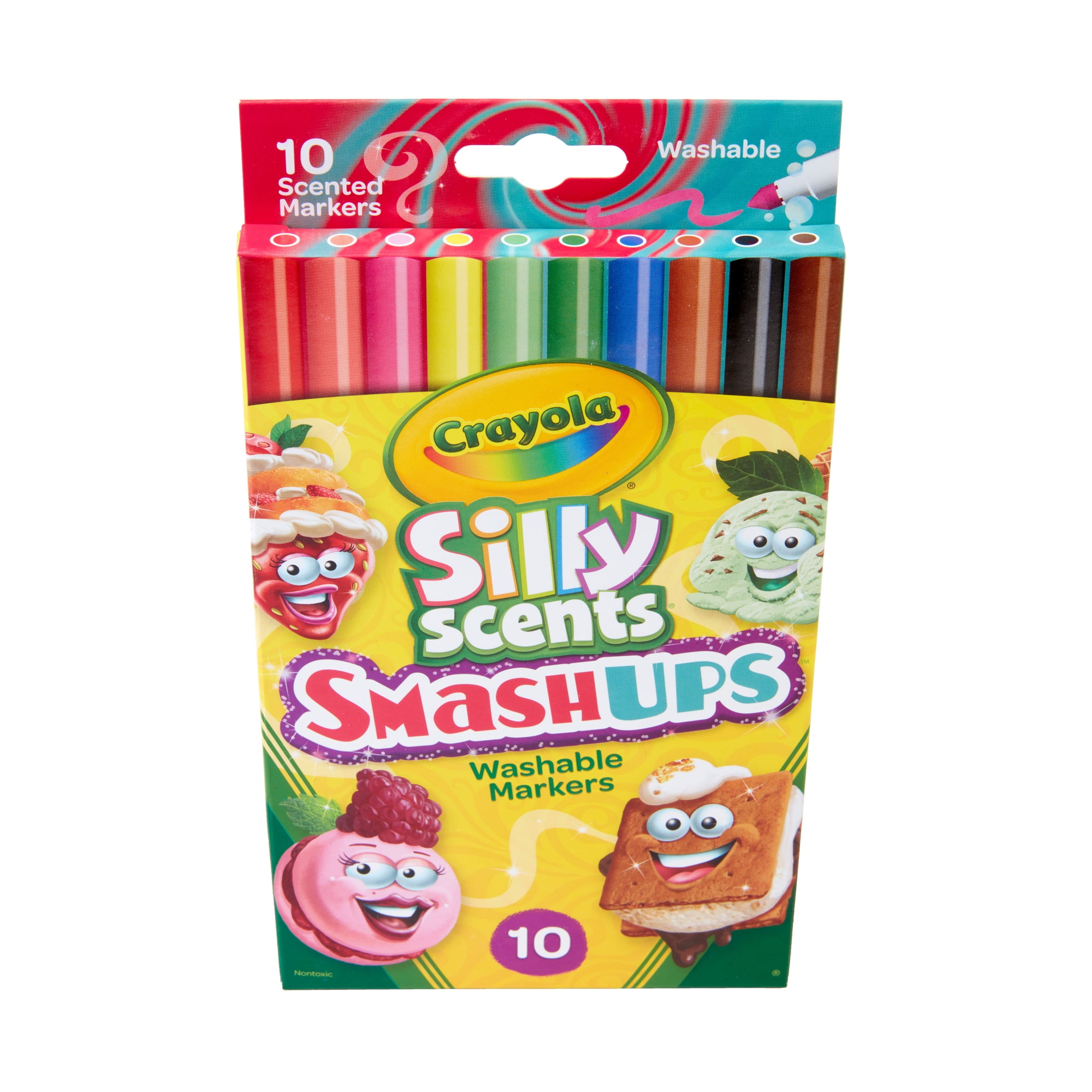 Crayola Silly Scents Smash Ups Slim Washable Scented Markers, 10 Per Pack, 6 Packs