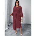 thumbnail image 6 of Wedding Guests Dresses Women Formal Maxi Dress Plus Size Twist Front V-Neck Wrap Cocktail Dress Evening Party Red XL, 6 of 8