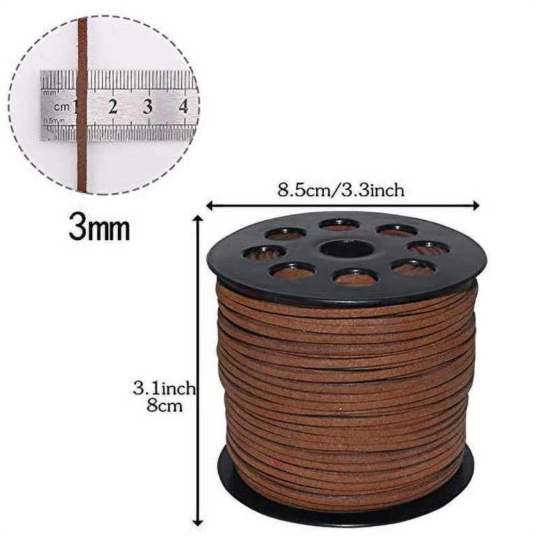 100 Yards 3mm Suede Leather Cord - Faux Suede Lace Spool For Bracelet, Necklace Making & DIY Crafts (White)