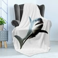 thumbnail image 4 of Shark Soft Flannel Fleece Blanket, Digital Illustration of Wild Sea Creature Character Computer Art Artifical Image, Cozy Plush for Indoor and Outdoor Use, 50" x 60", Blue Grey White, by Ambesonne, 4 of 5