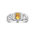 thumbnail image 1 of RYLOS Men's Rings Sterling Silver Classic 7X5MM Oval Gemstone & Diamond Ring Citrine November Birthstone Rings For Men Size 8, 1 of 7