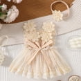thumbnail image 4 of Baby Onesies Girl Baby Girl Lace Romper Dress Floral Lace Outfits Summer Toddler Clothes Jumpsuit with Headband, 4 of 6