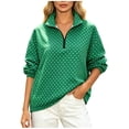 thumbnail image 2 of Pounoo Mock Neck Sweatshirt Women Stand Collar Long Sleeve Half Zip Polka Dot Print Plain Sweatshirts for Women Oversized Fit Vacation Wear Soft Womens Sweatshirts, 2 of 7
