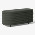 thumbnail image 4 of WestinTrends 42" Wide Mid-Century Modern Upholstered Teddy Sherpa Tufted Oval Storage Ottoman Bench, Charcoal Gray, 4 of 7