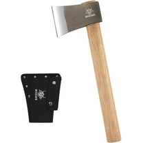 WICING 15.6" Axe, Durable 1065 High Manganese Steel with Hickory Handle and Nylon Sheath for Camping and Outdoor Use(1 Pack)