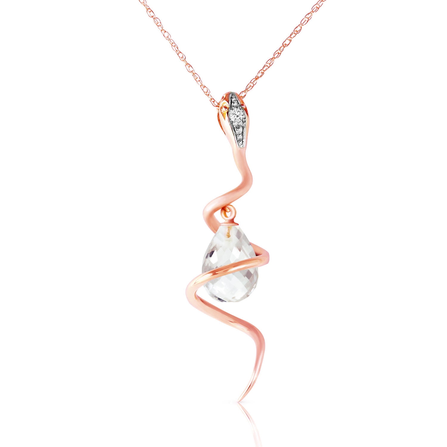 Galaxy Gold 14K Solid Gold 2.28 Carat Natural Diamond Drop Necklace for Women - Rose Gold Fine Jewelry
