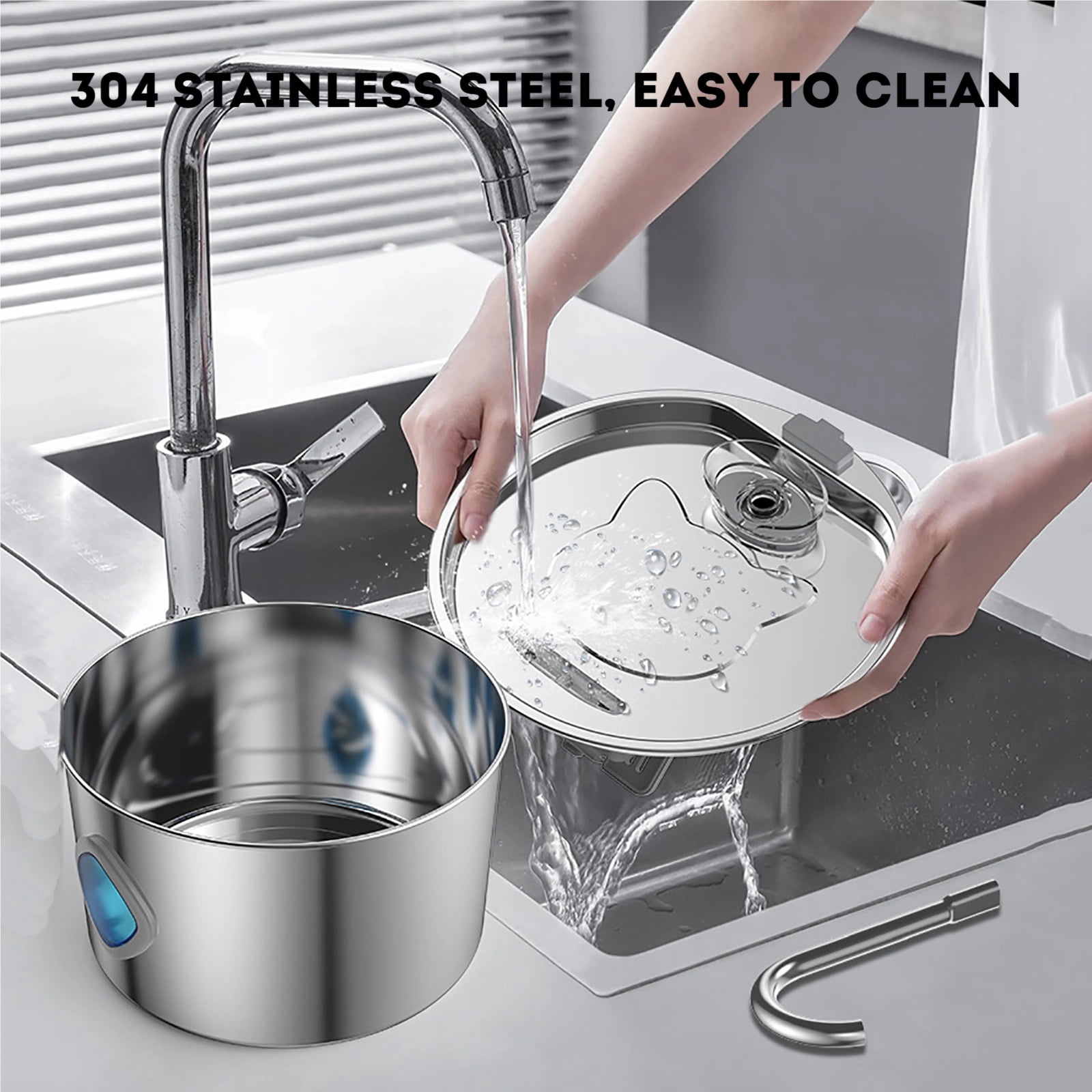 Pawira Cat Fountain, New Upgraded 3.2L/108oz Pawira Water Fountain for Cats with Replacement Filter, Natural Circulation Filtered Water, All Stainless Steel Material, Quiet and Easy to Clean