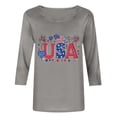 thumbnail image 4 of MORESEC Women's 4th of July Plus Size T-Shirts USA Flag Casual Basic Tee Round Neck 3/4 Sleeve Patriotic Holiday Graphic Tops Summer Vacation Fashion Clothes, Gray 2XL, 4 of 5