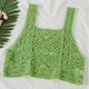 thumbnail image 4 of Women Sleeveless Crop for Tank Top Hollow Crochet Knit Floral Square Neck Camiso Green, 4 of 4