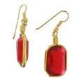 thumbnail image 2 of Red Faux Jewel Octagon Dangle Drop Pierced Earrings 1 3/8" Ladies Adult Female Women, 2 of 3