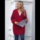 thumbnail image 4 of Sudadera con Capucha y Cremallera para Mujer, de Larga, de Forro Extragrande, Informal, con Bolsillo, para Otoño Rojo XL, 4 of 8