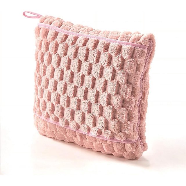 Manta de sofá de color sólido engrosada, manta de tela para la cara, manta de almacenamiento de aire acondicionado de oficina, manta de viaje, manta de primera clase (rosa (color))