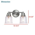 thumbnail image 6 of Aspen Creative 62288, 2 Light Wall / Vanity Light Fixture, 12-3/4" W x 8-5/8" H x 6" E, Brushed Nickel Finish, Clear Seeded Glass, Bulb Not Included, 6 of 6