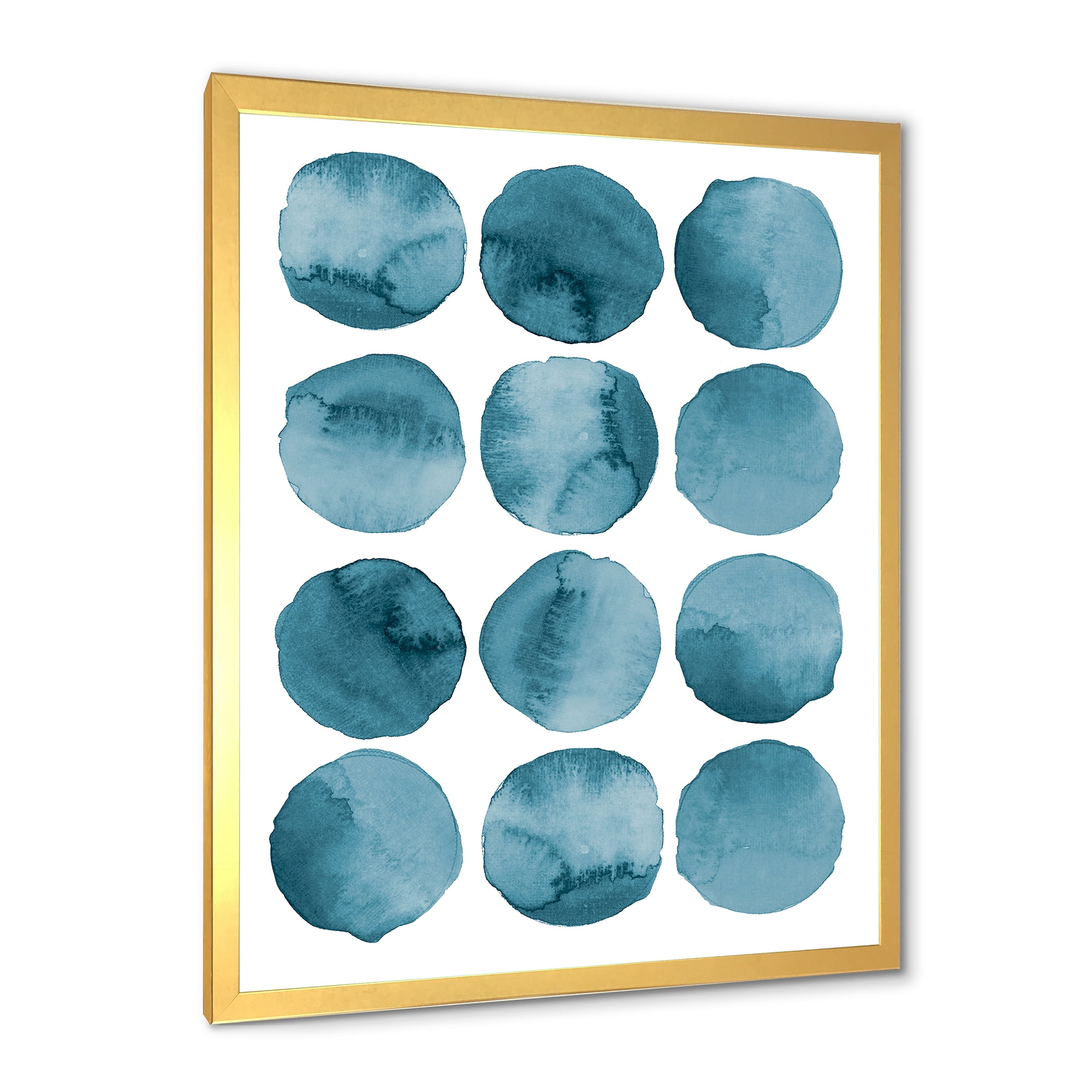 Designart 'Blue Aquamarine Circles Geometric Elements' Modern Framed Art Print