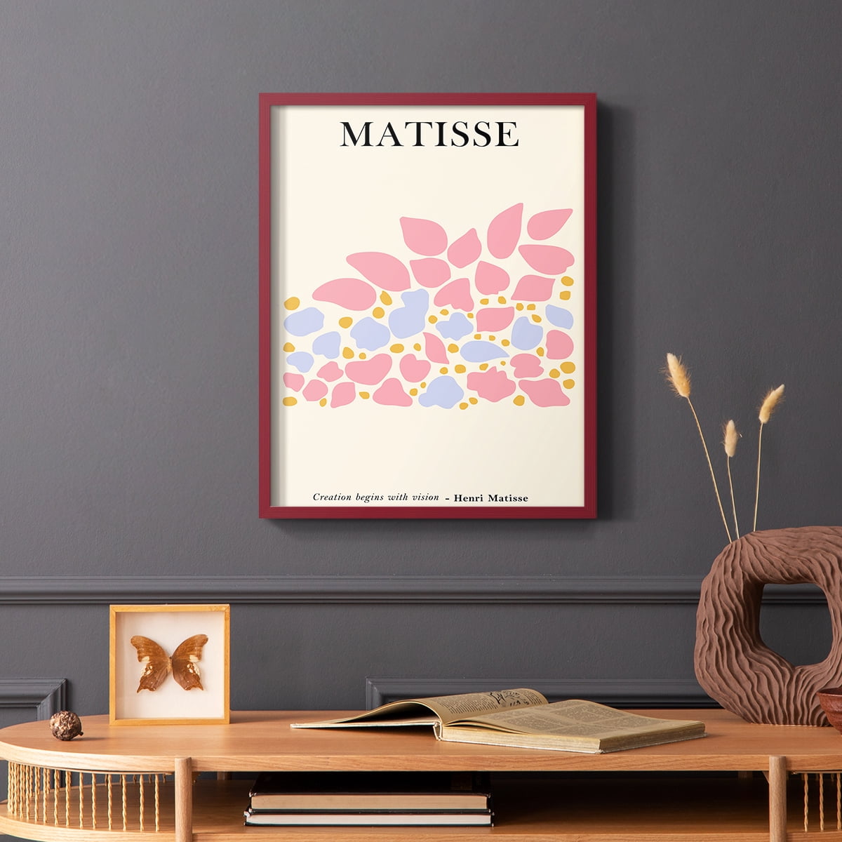 Matisse CDLXXXII in Red Solid Wood Framed Print No Nail Hanging