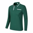 thumbnail image 5 of QUNYINEY Green Shirts for Men Casual Long Sleeve Collared Solid Tops Loose Drop Shoulder with Pocket Button Pullover T-Shirts, 5 of 9