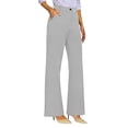 thumbnail image 3 of Wide Leg Pants for Women BWASD Straight Leg Suit Trousers Pockets Elegant Solid Color Trousers White S-XXXL Casual Business Office Outfit Ladies Slacks, 3 of 8
