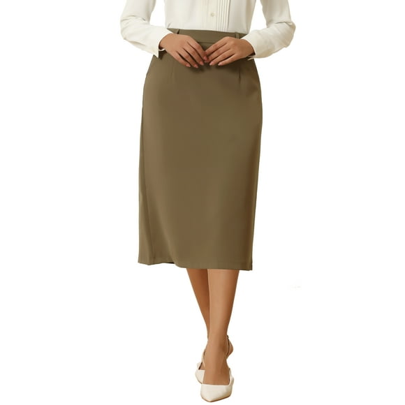 Jupe Crayon Élégante pour Femme à Taille Haute avec Fente au Dos pour le Travail et les Tenues Décontractées TG Brun