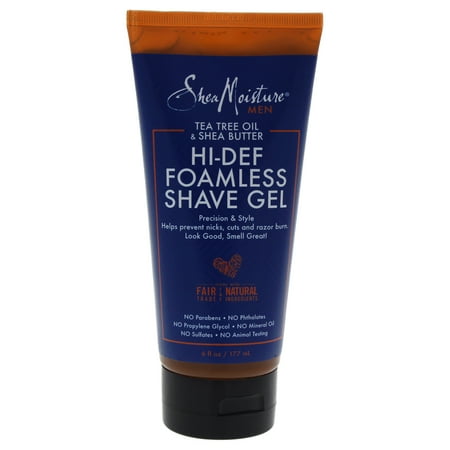 Tea Tree Oil & Shea Butter Hi-Def Foamless Shave Gel by Shea Moisture for Men - 6 oz Shave Gel