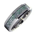 thumbnail image 3 of Wedding Rings Womens 6mm Silver Celtic Tungsten Band w/ Silver Green Carbon, 3 of 5