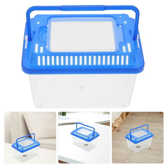 WHAMVOX Blue Plastic Fish Tank and Turtle Carrier for Home Use Durable with Lid and Handle 7.5 Gallons