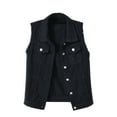 thumbnail image 2 of Lilgiuy Women Spring And Autumn Coats Solid Sleeveless Denim Jacket Outerwear Black，14（XXXL） Winter Fashion 2022, 2 of 5