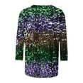 thumbnail image 3 of FchengtaiS Women's Sparkly Sequin Top Glitter 3/4 Sleeve Slimming Blouses Crew Neck Dressy Shirts Mardi Gras Top, 3 of 5