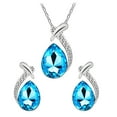 thumbnail image 3 of SmartBy Lady Faux Crystal Water Drop Pendant Chain Necklace Earrings Wedding Jewelry Set, 3 of 6