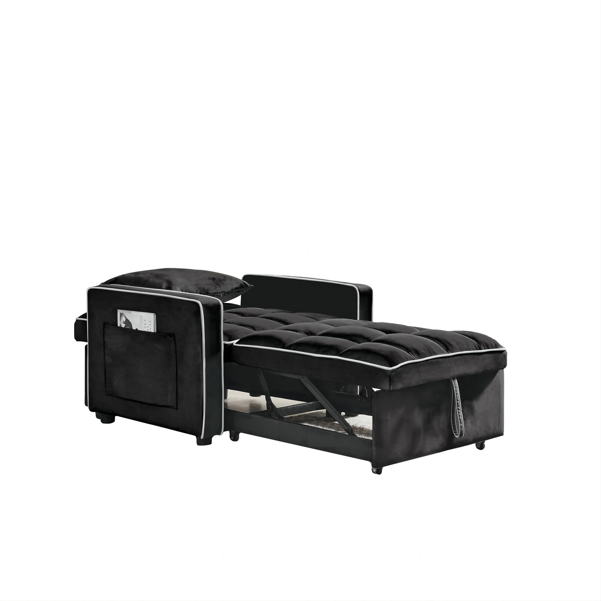 Aukfa Sleeper Chair Bed, Convertible Pull Out Sofa Bed for Living Room Apartment, Black
