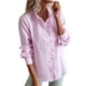 thumbnail image 1 of Blusa de mujer con estampado de rayas y cuello en V: camisa holgada de manga larga, versátil para ocasiones informales o de trabajo, 1 of 7