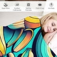 thumbnail image 3 of GOSMITH Flannel Blanket Excellent Hand Feel Banana Fruit Pattern Sketch Style White, 3 of 6