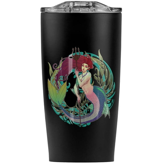 Mermaid Holding Trident Circle Of Kelp Stainless Steel 20 oz Travel Tumbler, Vacuum Insulated & Double Wall with Leakproof Sliding Lid | Great for Coffee/Hot Drinks and Cold Beverages