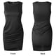 thumbnail image 4 of Dinheiro Mujeres Casual Cuello Redondo Fruncido Sin Mangas Sin Mangas Bodycon 2021 Camisa Mini Vestidos Cortos,S, 4 of 5