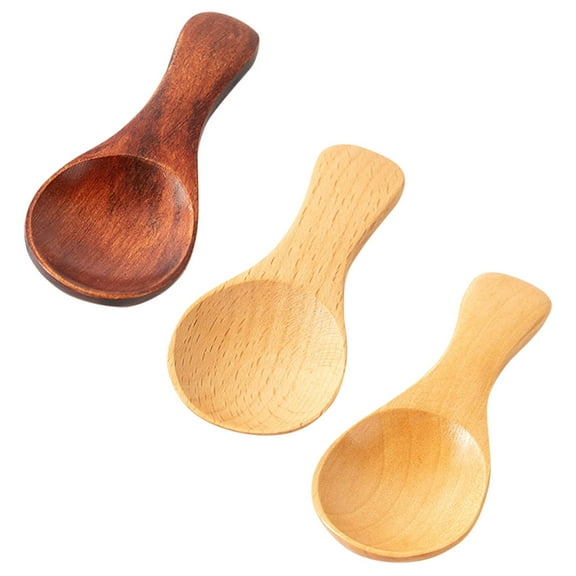 3 Pcs Mini Wooden Spoon Coffee Scoop Small Pooper Scooper Sugar Spoons Baby Beech