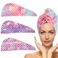 thumbnail image 1 of Toalla para secar el cabello de 3 uds., toalla para la cabeza con gorro de ducha antiencrespamiento para secar el cabello, 1 of 6