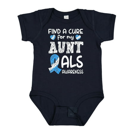 

Inktastic Find a Cure for My Aunt ALS Awareness Blue and White Ribbon Gift Baby Boy or Baby Girl Bodysuit