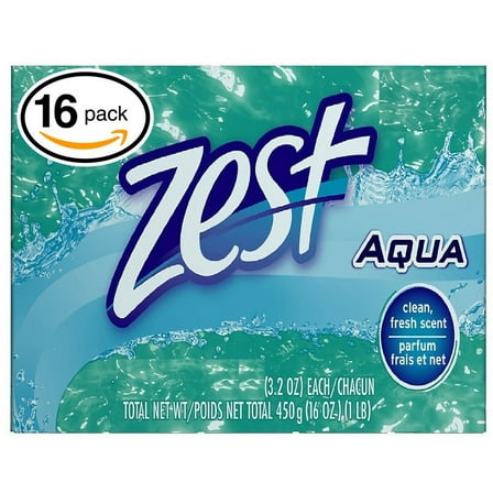 Zest Aqua Bar Soap 4 Ounce Bars, 16-Count.