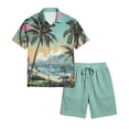 thumbnail image 5 of Men's Summer Vacation 2 Piece Outfits Hawaiian Beach Cruise Button Down Shirts Shorts Sets Travel Clothes, 5 of 6