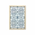thumbnail image 1 of Ethnic Wall Art with Frame, Medieval Persian Palace Flower Leaf Shapes Inspired Motifs Art Print, Printed Fabric Poster for Bathroom Living Room, 23" x 35", Pale Blue, by Ambesonne, 1 of 2