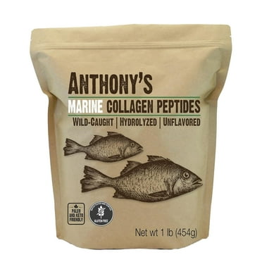 Anthony's Hydrolyzed Marine Collagen Peptides, Gluten-Free, Paleo and Keto Friendly, Unflavored, 1-Pound