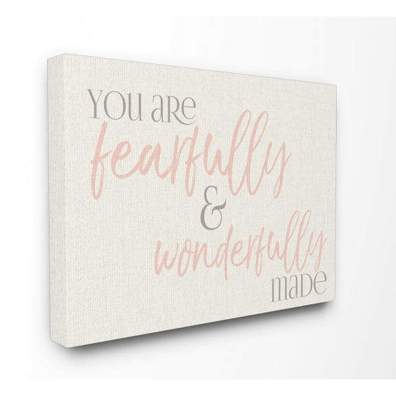 The Kids Room by Stupell Fearfully Wonderfully Made Pink Typography XXL Stretched Canvas Wall Art, 30 x 1.5 x 40