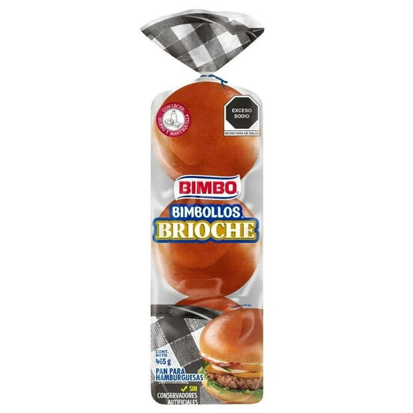 Pan para hamburguesa Bimbo Bimbollos brioche 6 pzas de 77.5 g c/u
