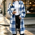thumbnail image 3 of ibuvkizy Womens Buffalo Plaid Fuzzy Long Fleece Coat,Lapel Collar Button Up Teddy Sherpa Warm Oversized Winter Hooded Outer Jacket with Pockets,2XL, 3 of 6