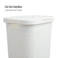 thumbnail image 4 of Mind Reader 60L Slim Laundry Hamper, Clothes Basket, Lid, Wicker Design, Plastic, 17.65"L x 13.75"W x 24.15"H, Set of 3, White, 4 of 5