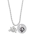 thumbnail image 1 of Delight Jewelry Silvertone Joy with Snowflake Silvertone Script Initial Disc - D - Charm Necklace, 20"+3", 1 of 4