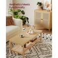 thumbnail image 2 of 2-Tier Coffee Table with Rattan Shelf, 47.2 Inch Rectangular Living Room Table with Rounded Corners, 110 lb Capacity for Sofa Office, Oak Beige, 2 of 5