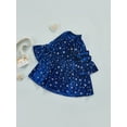thumbnail image 3 of Seyurigaoka Kids Girls Lovely Star Pleuche Velvet Dress, Long Pagoda Sleeve Round Neck Dress, 3 of 8