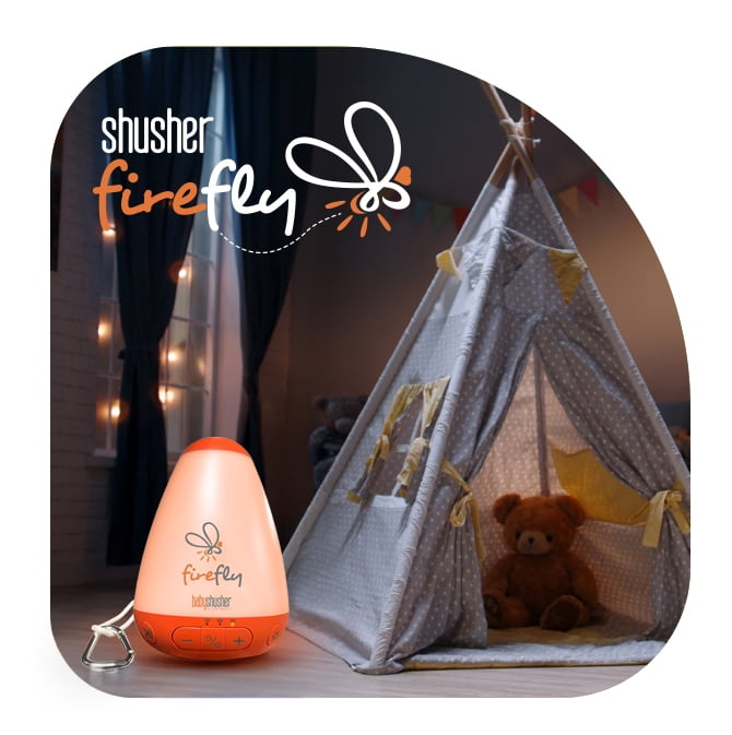 Firefly by Baby Shusher & Shushie™ Baby Bundle, Sound & Light Machine with 2 Pacifiers, Portable Nursery & Travel Set