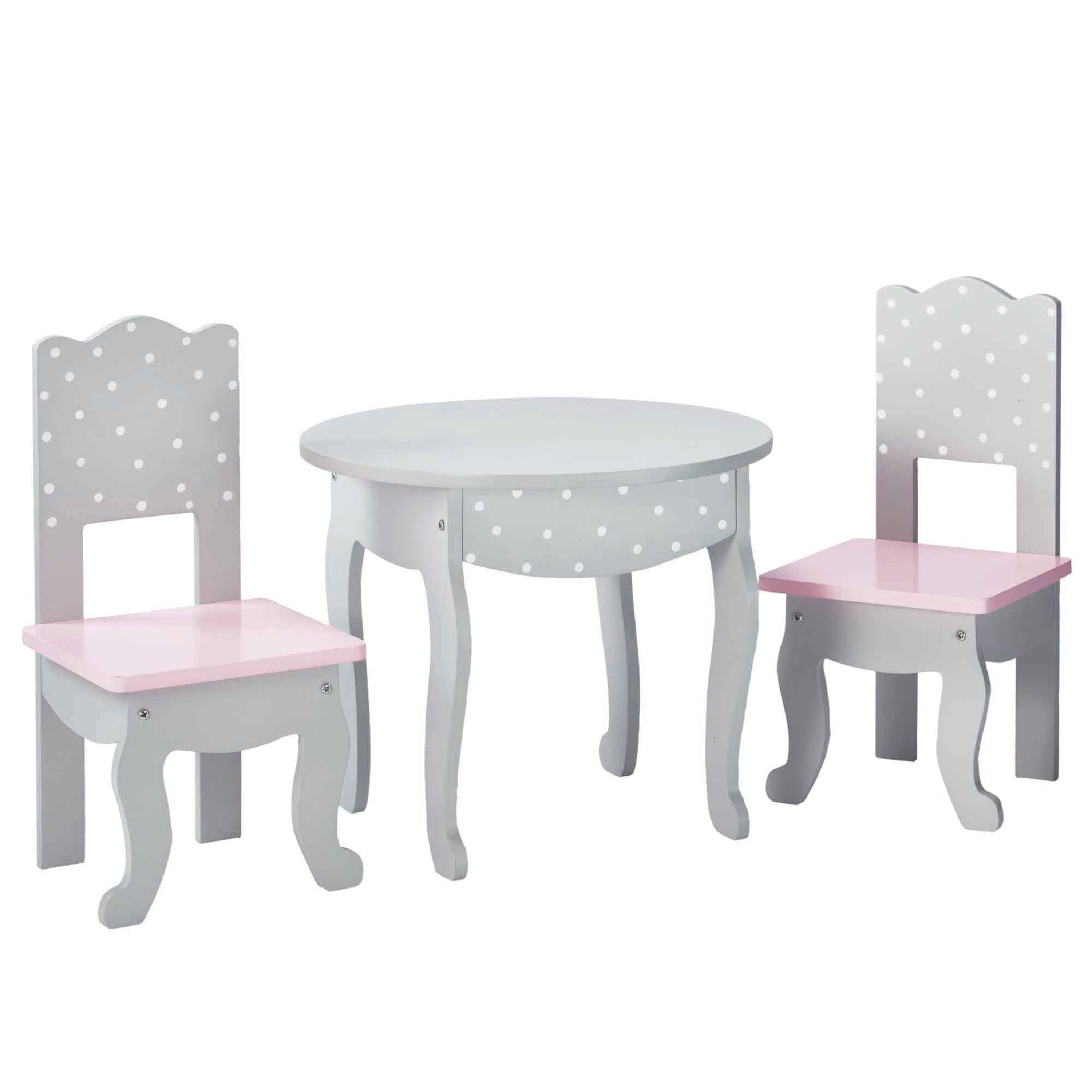 Olivias Little World White Princess Table and 2 Chairs Set | Wooden 18 inch Doll Furniture 